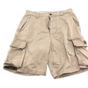 Ralph Lauren Polo Shorts Men 34Wx10.5L Tan‎ Cargo 67th Reg Snaps Cotton USA VTG